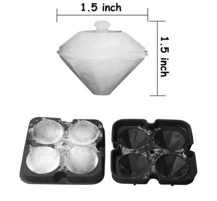 3 डी डायमंड सिलिकॉन आइस क्यूब मोल्ड्स 12 * 12 * 3.8CM पेय के लिए