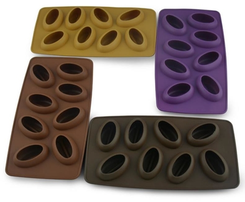 8 गुहा कस्टम सिलिकॉन Molds खाद्य ग्रेड, आइस क्यूब मोल्ड कॉफी बीन आकार का