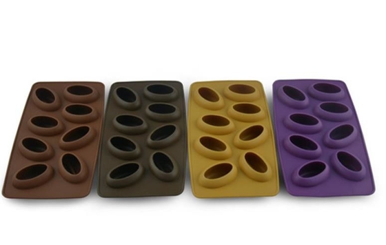 8 गुहा कस्टम सिलिकॉन Molds खाद्य ग्रेड, आइस क्यूब मोल्ड कॉफी बीन आकार का