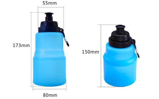 कस्टम लोगो के साथ 480ML Collapsible सिलिकॉन खेल की बोतलें खाद्य ग्रेड BPA मुक्त