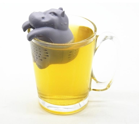 ग्रे रंग हिप्पो के आकार का डिजाइन खाद्य ग्रेड सिलिकॉन चाय Infuser