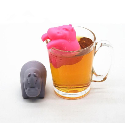 ग्रे रंग हिप्पो के आकार का डिजाइन खाद्य ग्रेड सिलिकॉन चाय Infuser
