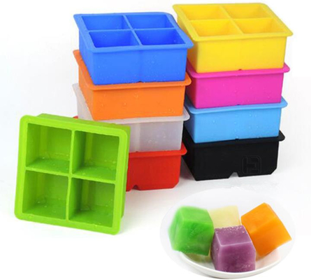 4pcs सिलिकॉन आइस क्यूब मोल्ड कस्टम प्रिंटिंग लोगो और कस्टम उभरा हुआ लोगो